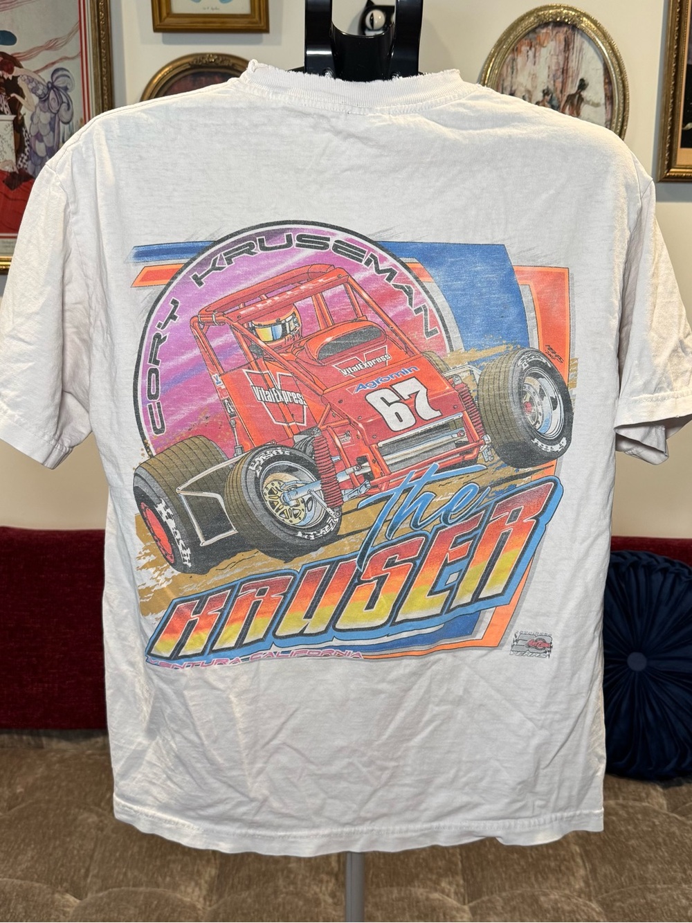Vintage Cory Kruseman Fan Club Tee with Red Sprint Car Graphic